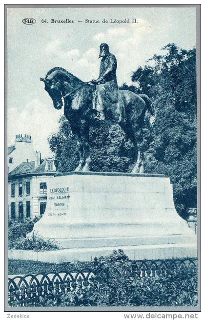 1839 - ohne Porto - alte Ansichtskarte - Bruxelles Brüssel Statue Monument Leopold II  1940 TOP