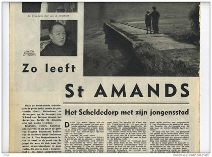 Sint-Amands   : ZO LEEFT - Uit  Zondagsvriend 1953 :  Knipsel 3  pagina´s ( 27 x 37 Cm )