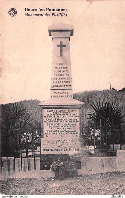 Somme - Leuze - HEURE en FAMENNE - monument des fusillés - 1926