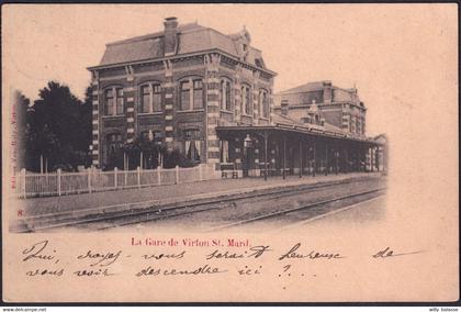 +++ CPA - Gare de VIRTON ST MARD - Cachet Griffe de Meix Devant Virton 1904  //