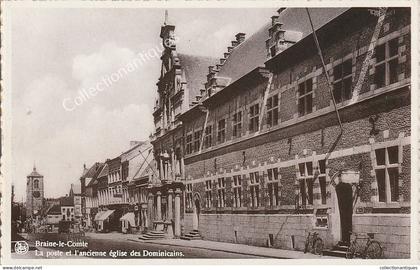 Carte photo Braine-le-Comte - La Poste et l'ancienne église des Dominicains - Non circulée - divisée - Animée