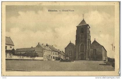 Ellezelles :  grand ' place   ( ecrit 1923 avec timbre )   carte carnet