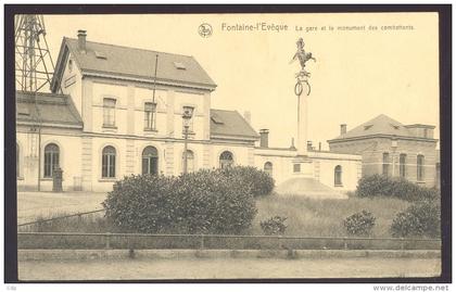 cpa fontaine l eveque    1937   gare