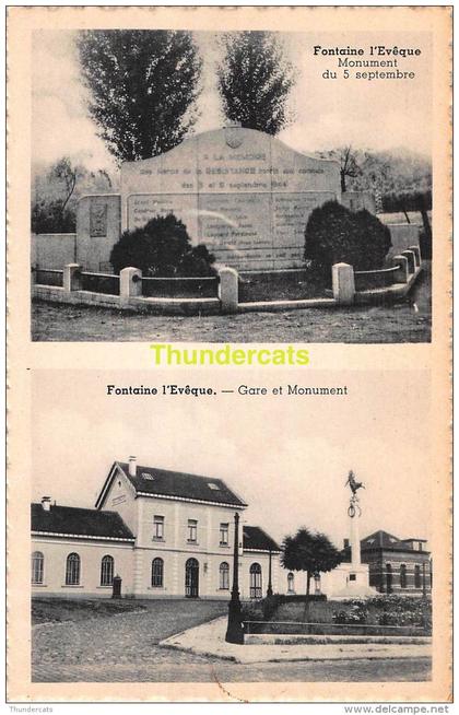 CPA  FONTAINE L'EVEQUE GARE MONUMENT