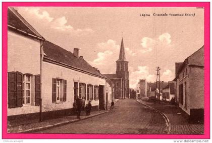 Ligne - Chaussée Brunehaut - Animée - Église - Édition LÉON TONDRIAU Café, Tabacs, Cigares et Cigarettes, ...