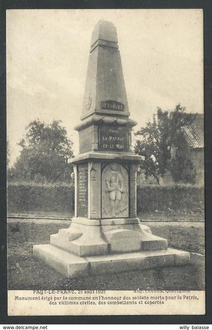 +++ CPA - FAYT LE FRANC - Honnelles - Monument érigé par la commune ...morts pour la patrie...  //