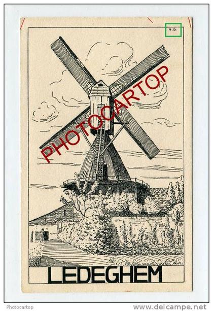 MOULIN a VENT-WINDMUEHLE-LEDEGEM-DESSIN-CP imprimee allemande-Guerre14-18- 1 WK-BELGIEN-BELGIQUE-FLANDERN-