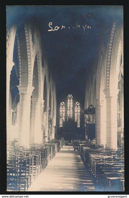 LOVENDEGEM  ZELDZAME FOTOKAART  BINNENZICHT KERK