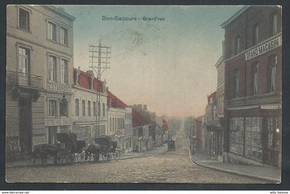 +++ CPA - BON SECOURS - Peruwelz - Grand'Rue - Attelage - Couleur  //