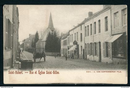 CPA - Carte Postale - Belgique - Saint Hubert - Rue et Eglise Saint Gille (CP24025)