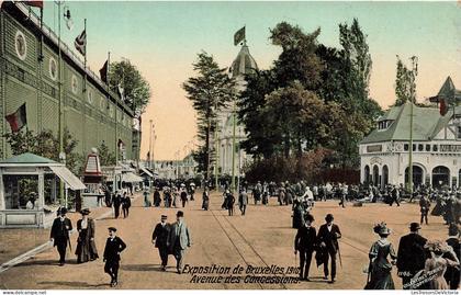 [-5%] BELGIQUE - Bruxelles - Expositions Universelles 1910 - Avenue des concessions - Carte Postale Ancienne