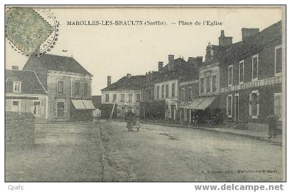 BELLE CPA MAROLLES LES BRAULTS : PLACE DE L'EGLISE