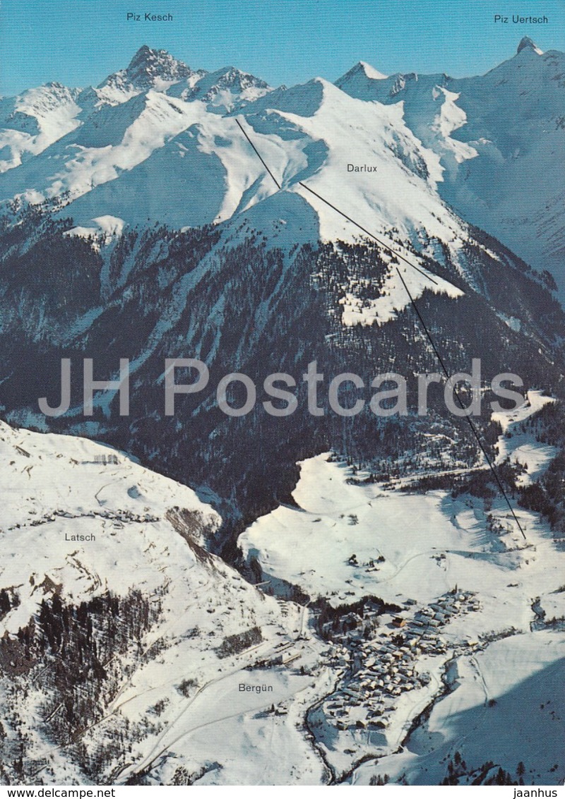 Bergun Bravuogn 1376 m - gegen Skigebiet Darlux Piz Kesch und Piz Uertsch - 1975 - Switzerland - used