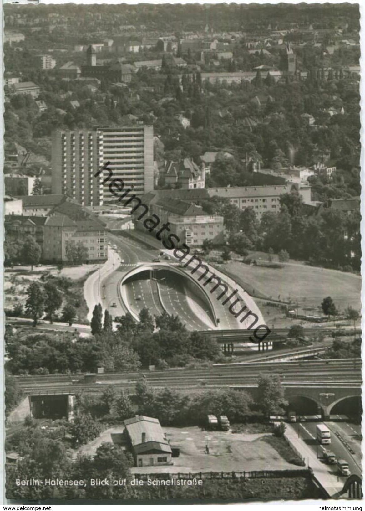 Berlin - Halensee - Blick auf die Schnellstrasse - Foto-Ansichtskarte Grossformat