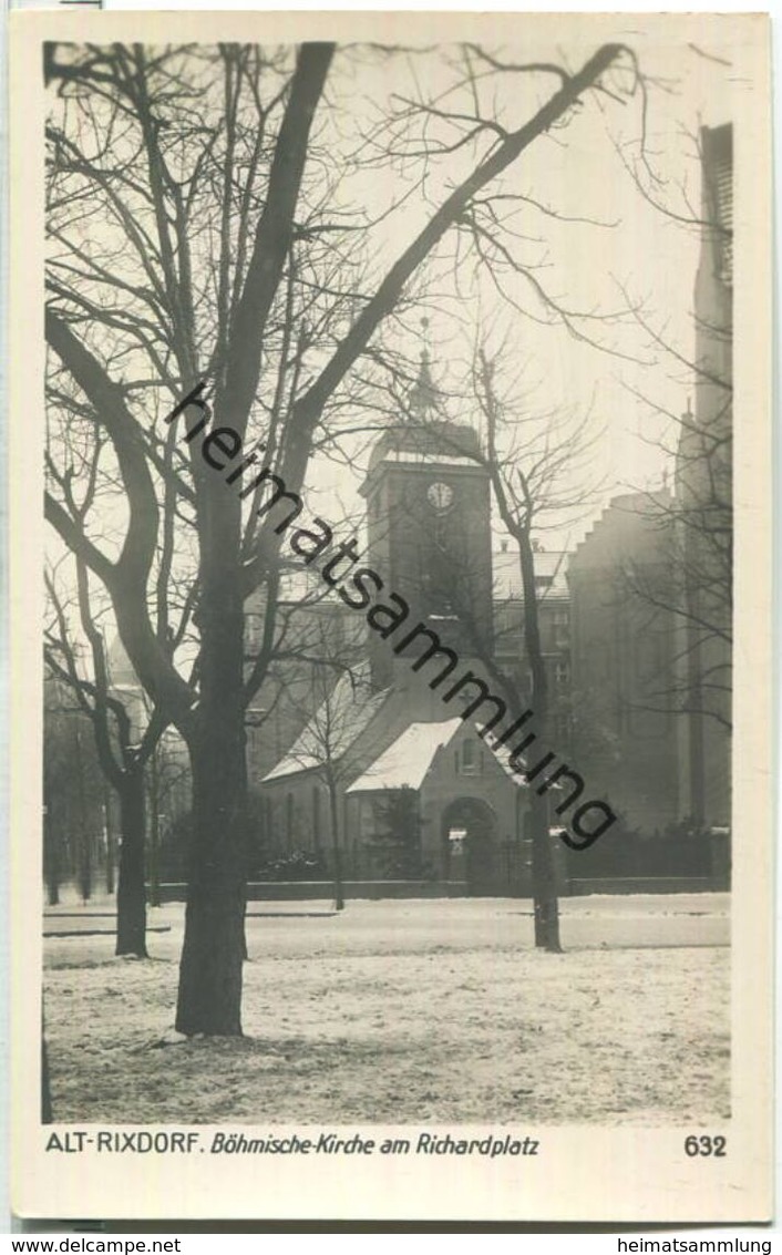 Berlin-Neukölln - Alt-Rixdorf - Böhmische Kirche am Richardplatz - Foto-Ansichtskarte 40er Jahre