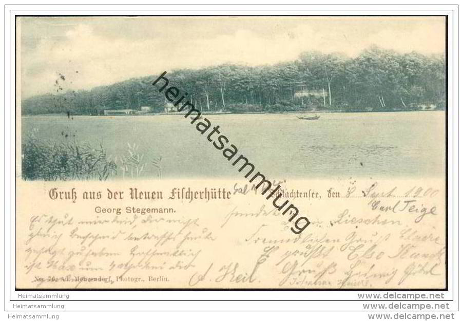 Berlin Schlachtensee - Gruss aus der Neuen Fischerhütte Georg Stegemann - Stempel EK Schlachtensee