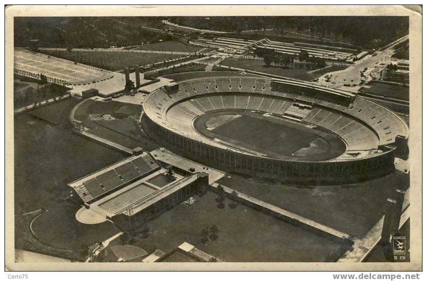 BERLIN - STADE JEUX OLYMPIQUES  - Cachet rouge "Reichssportfeld - Berlin" au dos