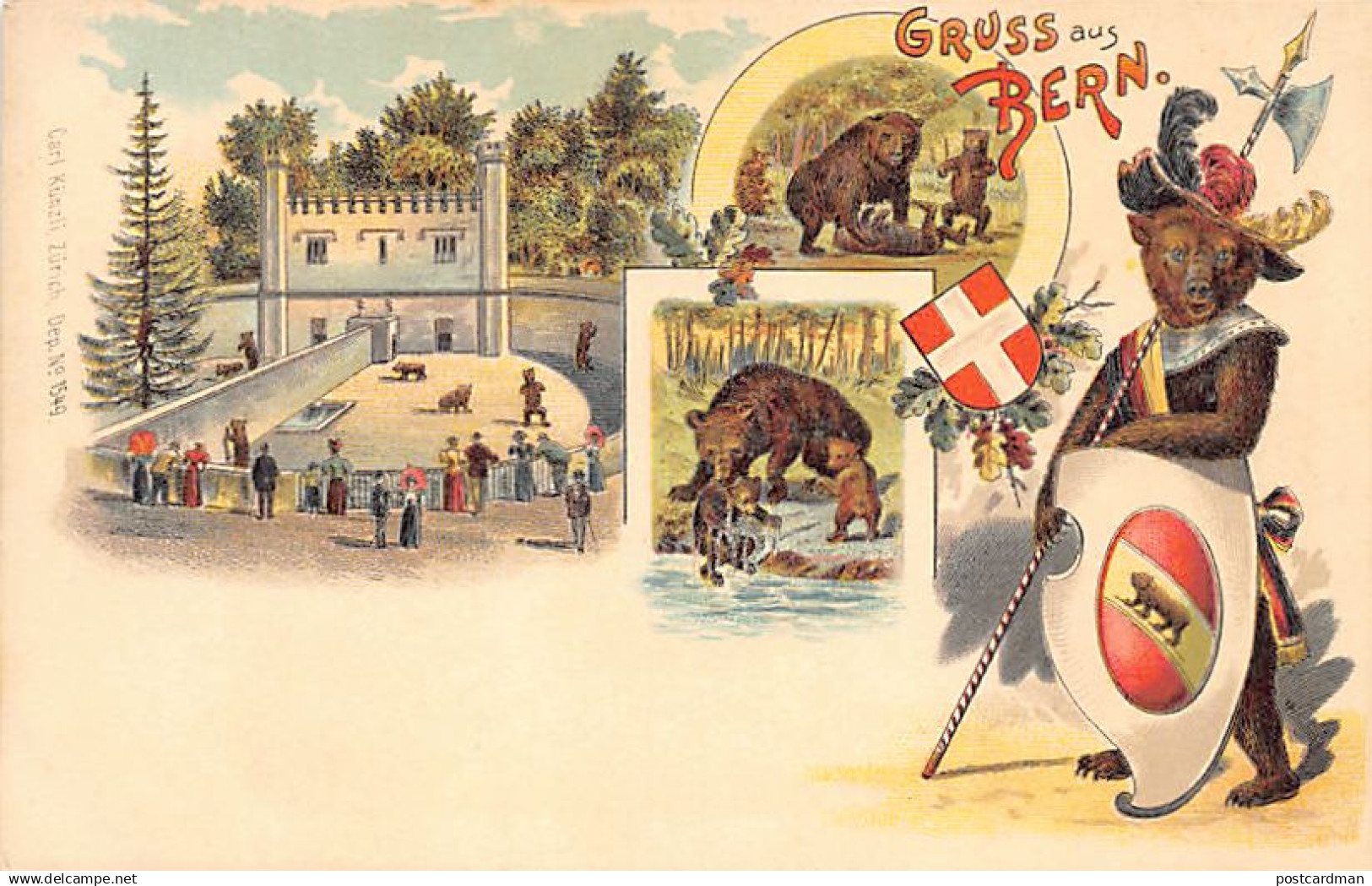 BERN - Litho - Gruss aus - Bären - Bears - Ours - Verlag Künzli 1549