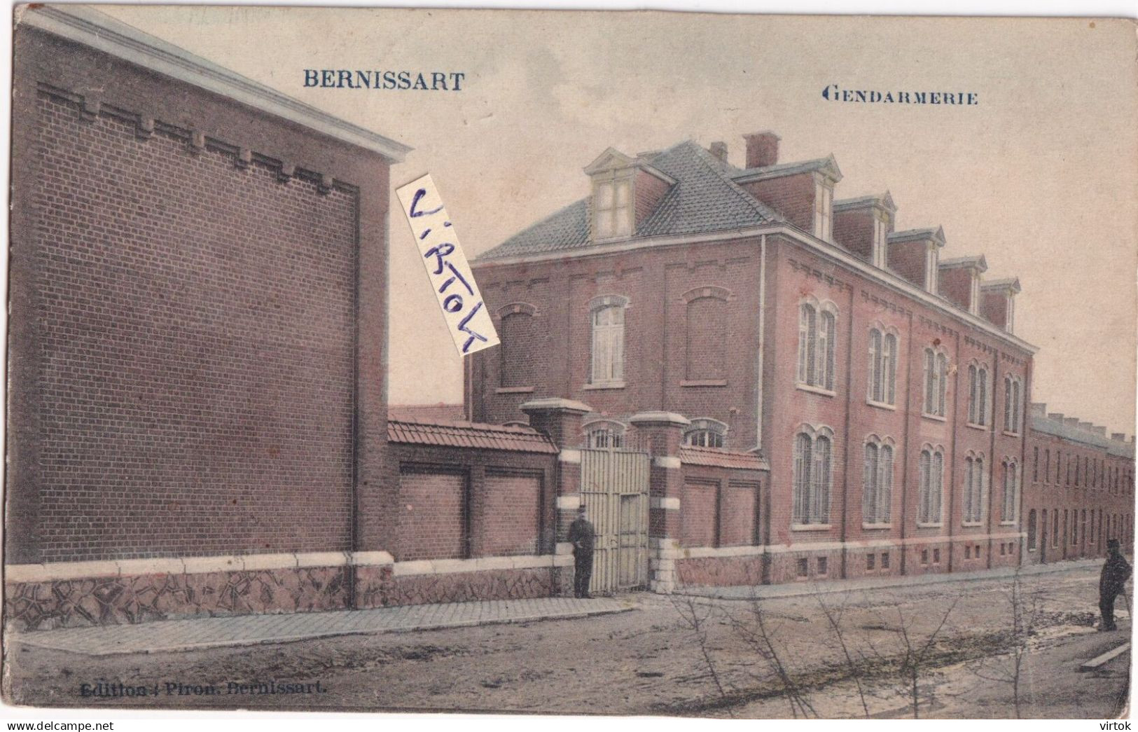 Bernissart :  Gendarmerie  (  ezn couleur )   ecrit 1911 avec timbre