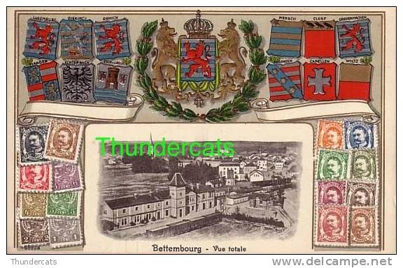 BETTEMBURG BETTEMBOURG VUE TOTALE CARTE EN RELIEF GAUFREE TIMBRES