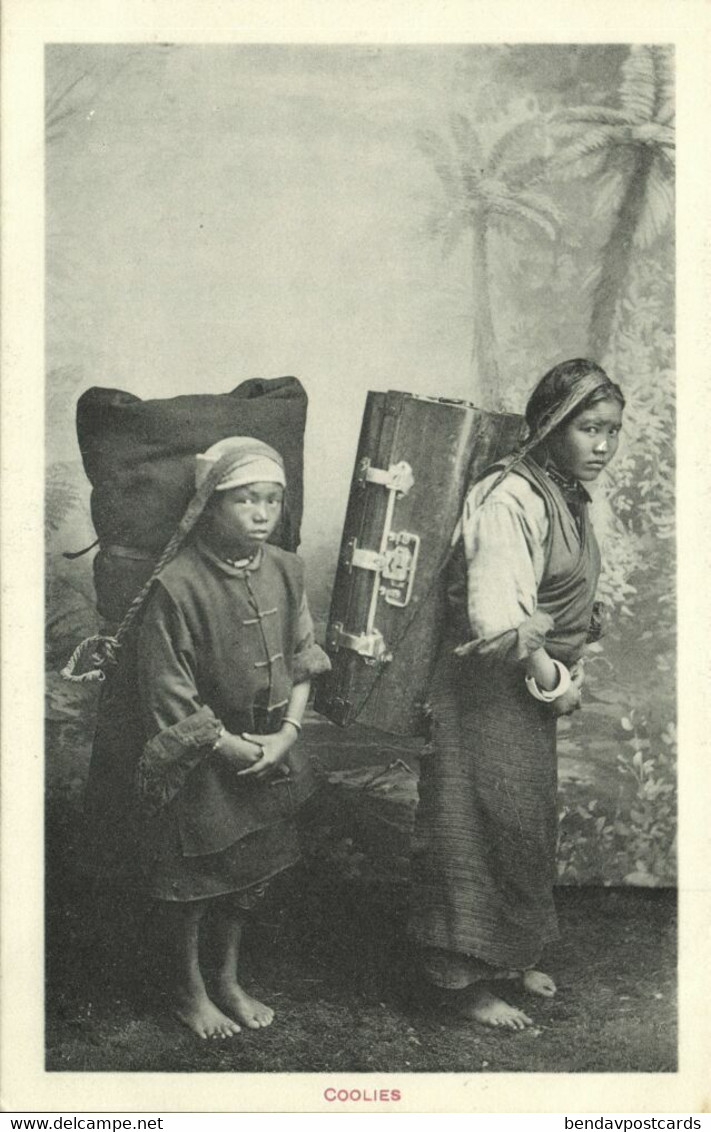 bhutan tibet, Bhutia or Tibetan Coolies at Work (1910s) Postcard