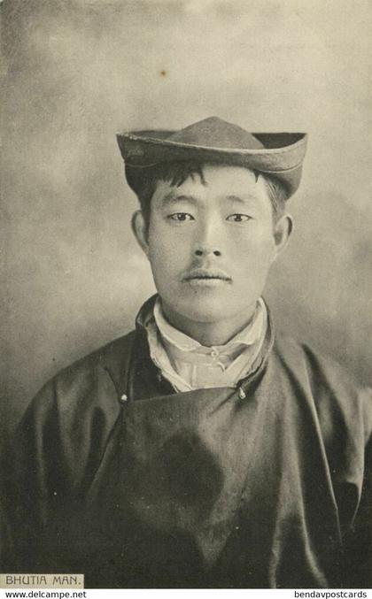 bhutan, Native Bhutia Man with Hat, Costumes (1910s) Postcard