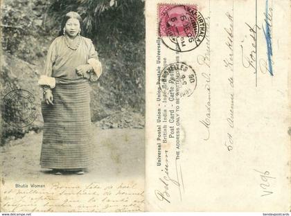 bhutan, Native Bhutia Woman, Necklace Jewelry (1906) Postcard