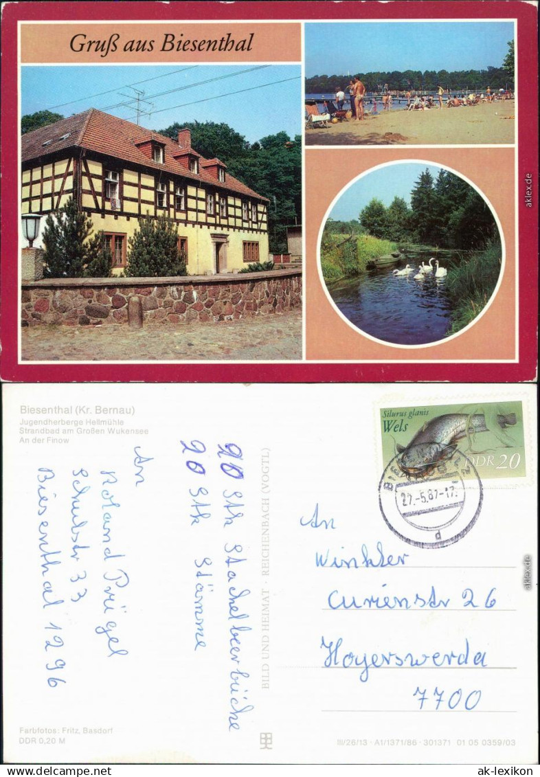 Biesenthal Jugendherberge Hellmühle, Strandbad am  Finow g1986