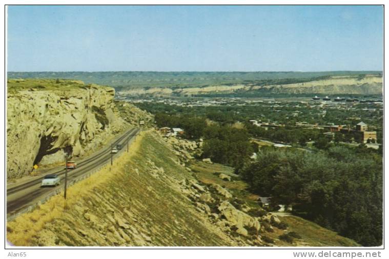 Billings MT Panorama View on c1950s Vintage Postcard, Auto