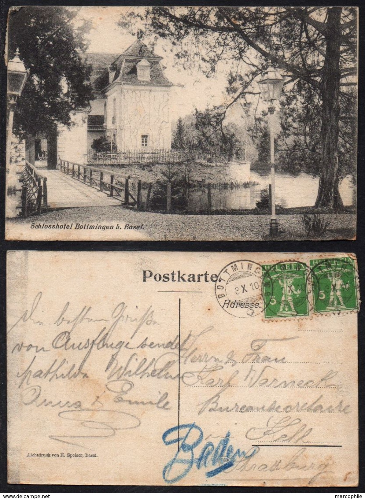 BL - BOTTMINGEN  / 1910 AK SCHLOSSHOTEL NACH KEHL (ref LE1796)