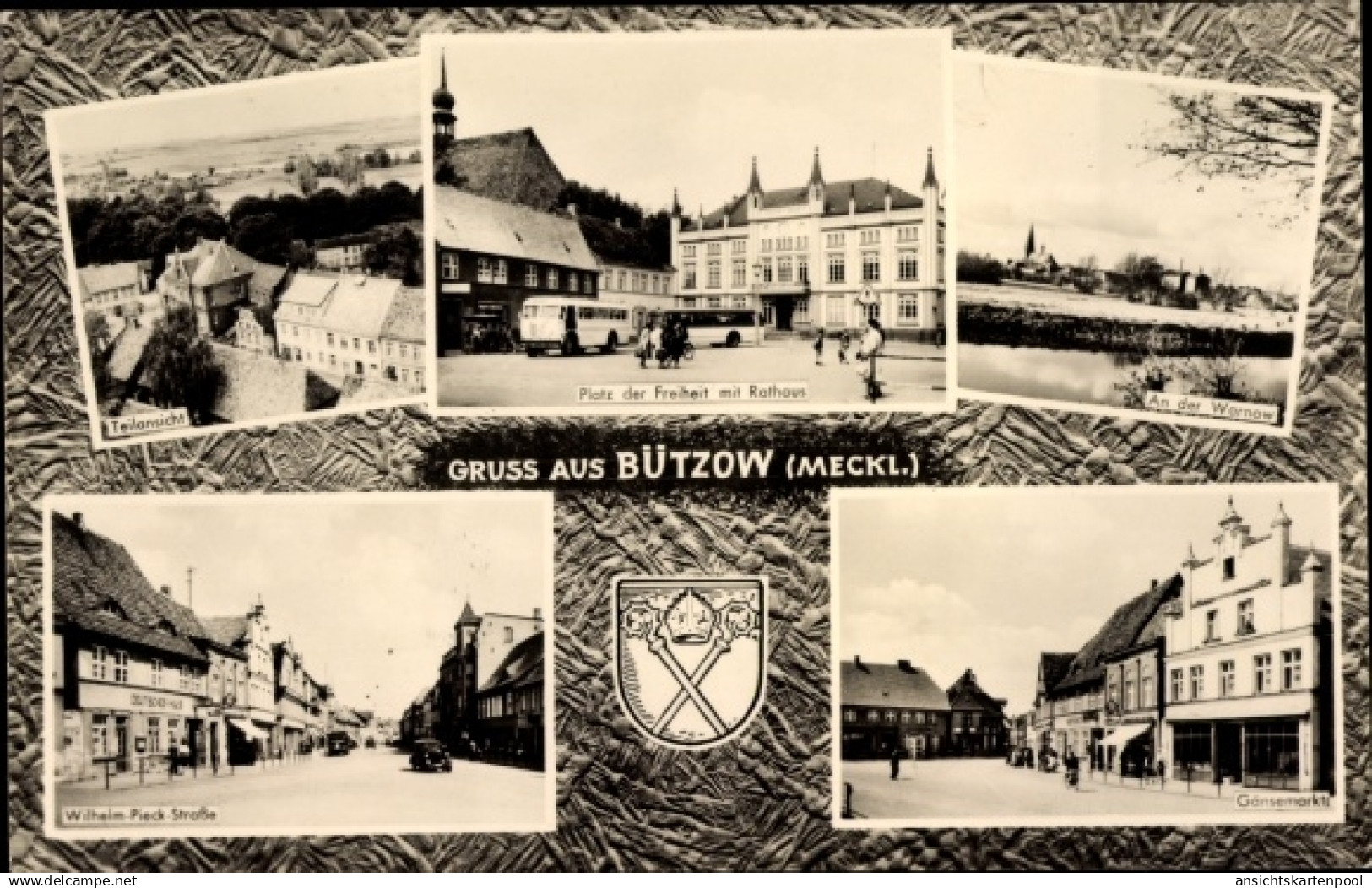 Blason CPA Bützow in Mecklenburg Vorpommern, Wilhelm Pieck Straße, Rathaus, Gänsemarkt