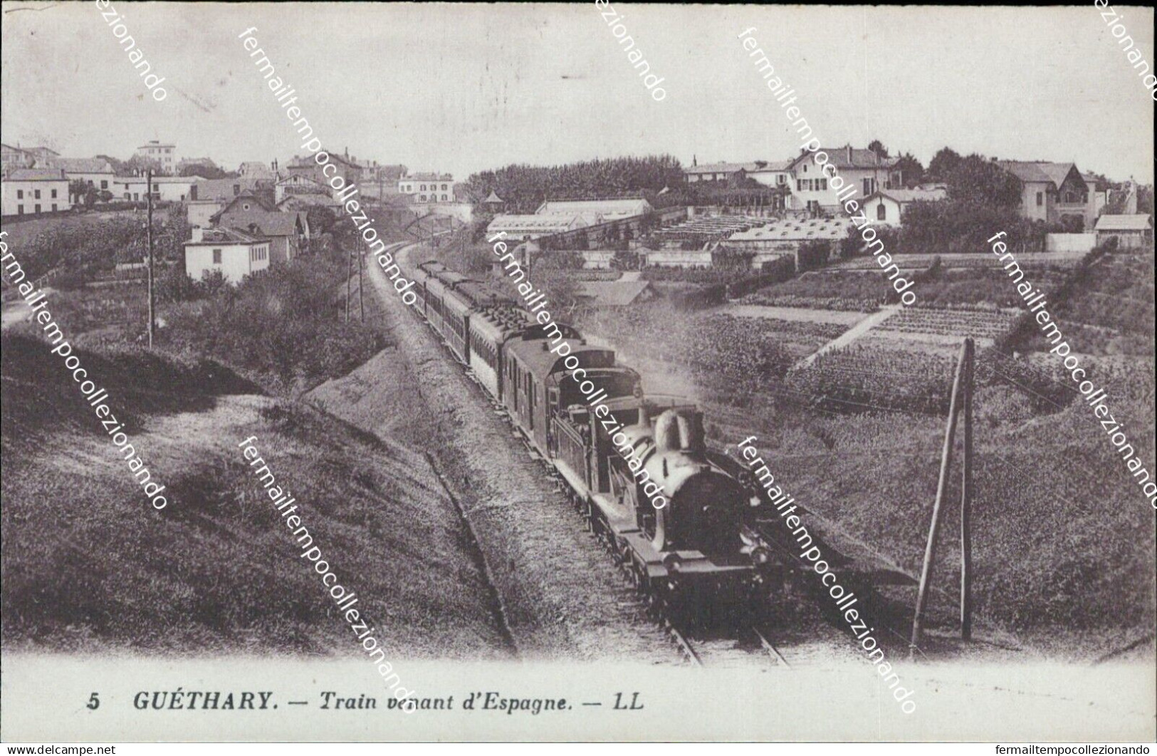 bm273 cartolina guethary train venant d'espagne francia france