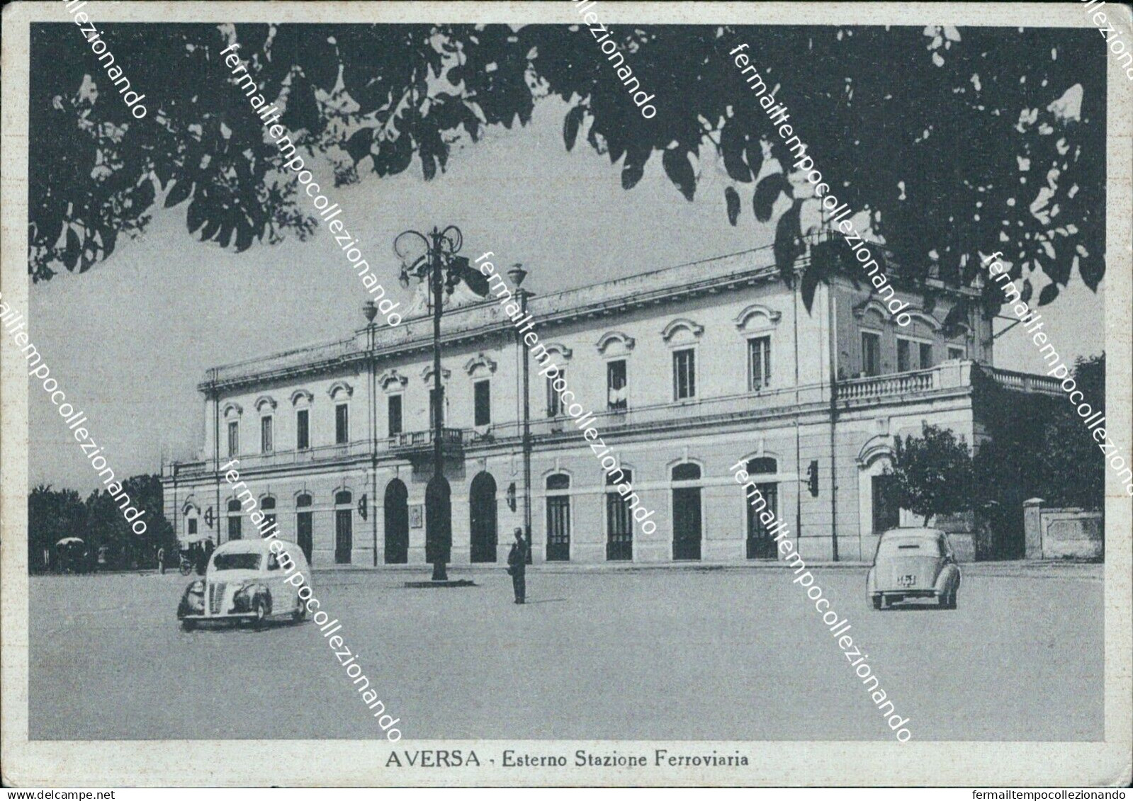 bn621 cartolina  aversa stazione ferroviaria provincia di caserta