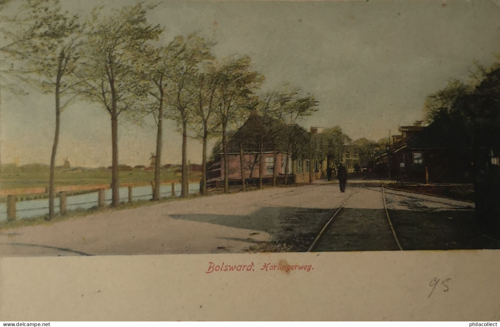 Bolsward (Frl.) Harlingerweg (kleur) ca 1900