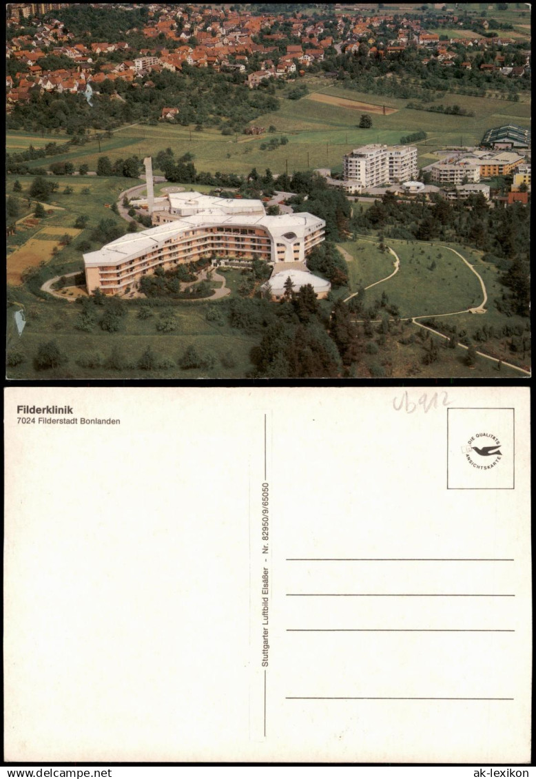 Bonlanden (Kr. Biberach)-Filderstadt Filderklinik  Flugzeug aus, Luftbild 1975