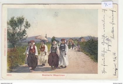 Bosnische Bäuerinnen old postcard (Verlag Daniel A. Kajon, Sarajevo) posted 1907 Sarajevo to Korneuburg b230801