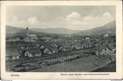 CPA Zenica Senitza Bosnien Herzegowina, Kirche mit Kloster und Kohlenwerkkolonie