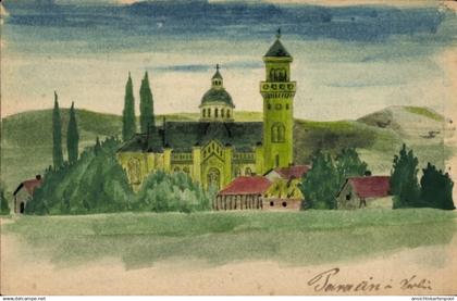 Handgemalt CPA Paraun Bosnien Herzegowina, Kirche