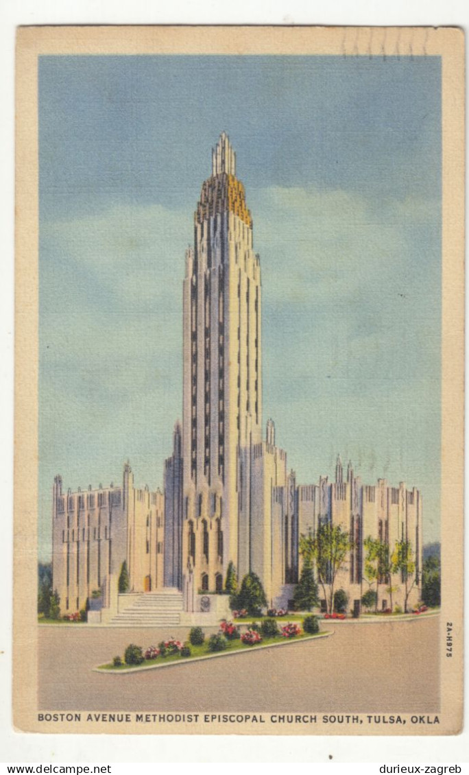 Boston Avenue Methodist Episcopal Church, Tulsa old postcard posted 1940 b211111*