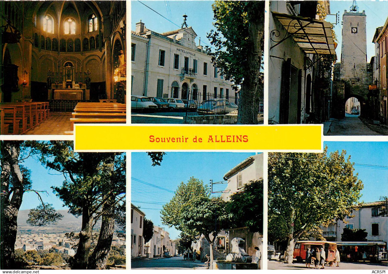 BOUCHES DU RHONE ALLEINS SOUVENIR EGLISE ARBRES HOTEL DE VILLE (scan recto-verso) KEVREN0231