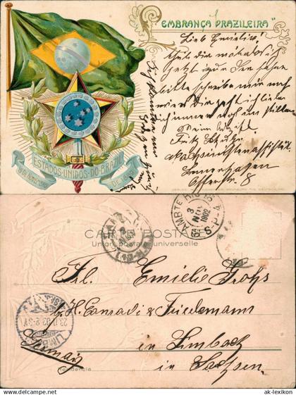 Brasilien ESTADOS UNIDOS DO BRAZIL Basil Heraldik Prägekarte 1902 Prägekarte