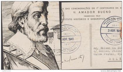 O) 1941 BRAZIL, POSTAL CARD, LANDOWNER OMBUDSMAN 1641 KING AMADOR BUENO, TO BELEM- PARA, XF