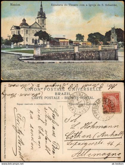 Postcard Manaos Manaus Escadaria do Theatro - Basil Brasil 1910