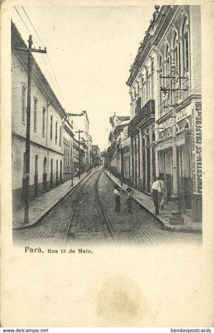 brazil, BELÉM, Rua 13 de Maio, Street Scene, Tramway, Shop (1900s) Postcard