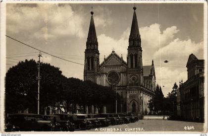 PC BRAZIL CURITIBA CATHEDRAL REAL PHOTO POSTCARD (A61444)