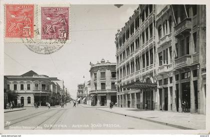 Real Photo Curityba Avenida Joao Pessoa  2 Stamps sent to  Chisinau Cris Romania