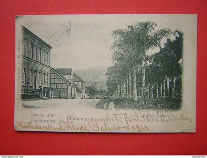 CPA  DOS SIMPLE  GRUSS AUS LEMBRANCA DE BLUMENAU    VOYAGEE 1900 TIMBRE