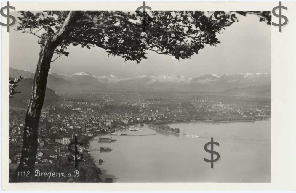 BREGENZ am Bodensee : general view with Vorrarlberg and Swiss moutains Berg lac de Constance