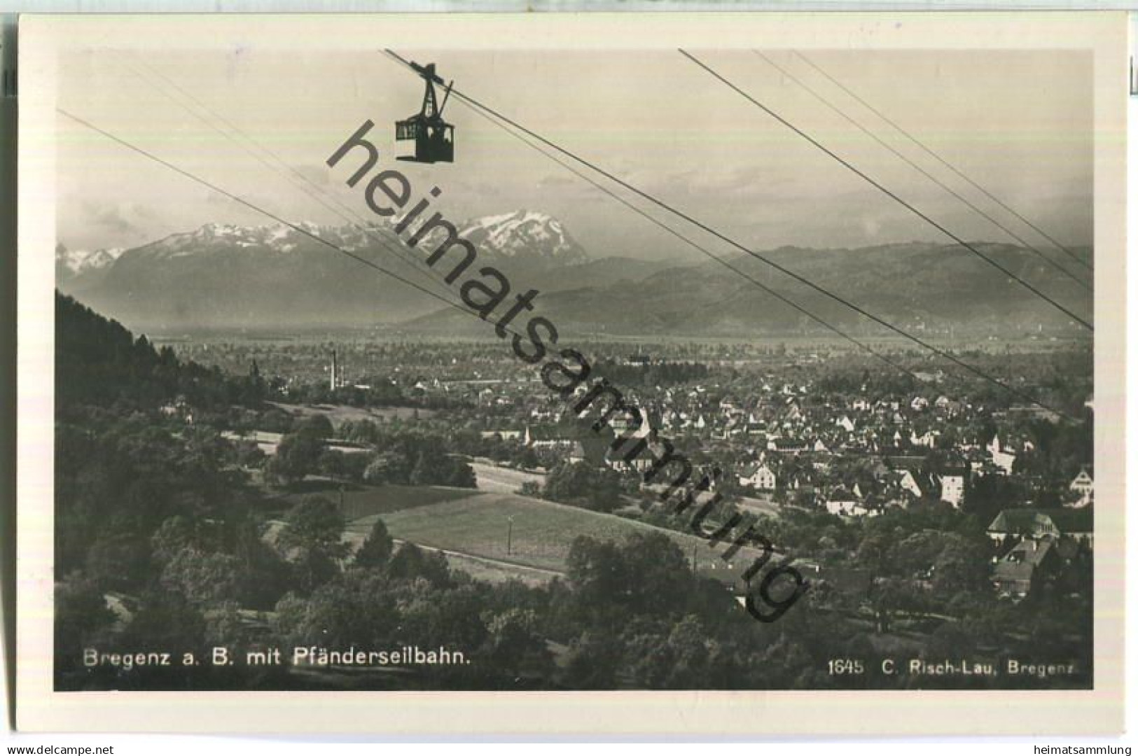 Bregenz mit Pfänderseilbahn - Foto-Ansichtskarte - Verlag Risch-Lau Bregenz 30er Jahre