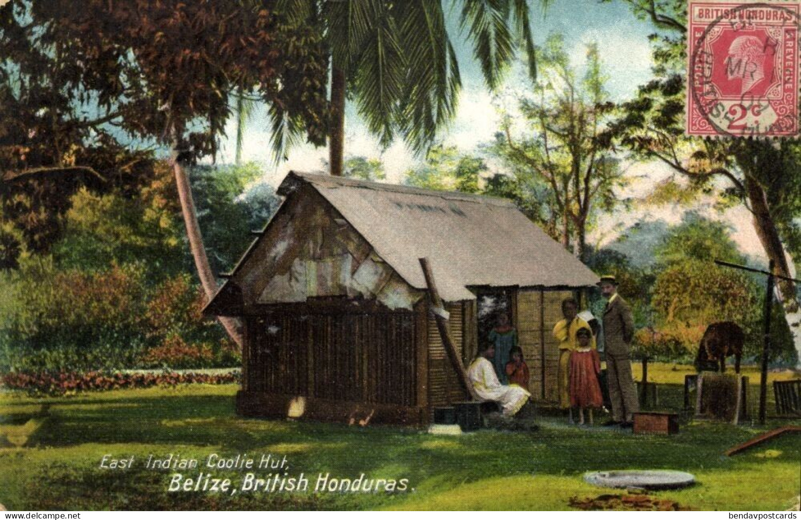 british honduras, BELIZE, East Indian Coolie Hut (1909) Postcard